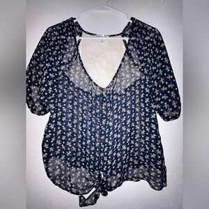 Roommates Navy Floral Blouse